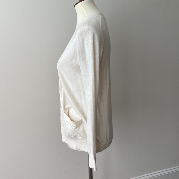 Ann Taylor White/Cream Long Sleeve Cardigan Sweater w/ Buttons & Pockets Size XS - Picture 2 of 11
